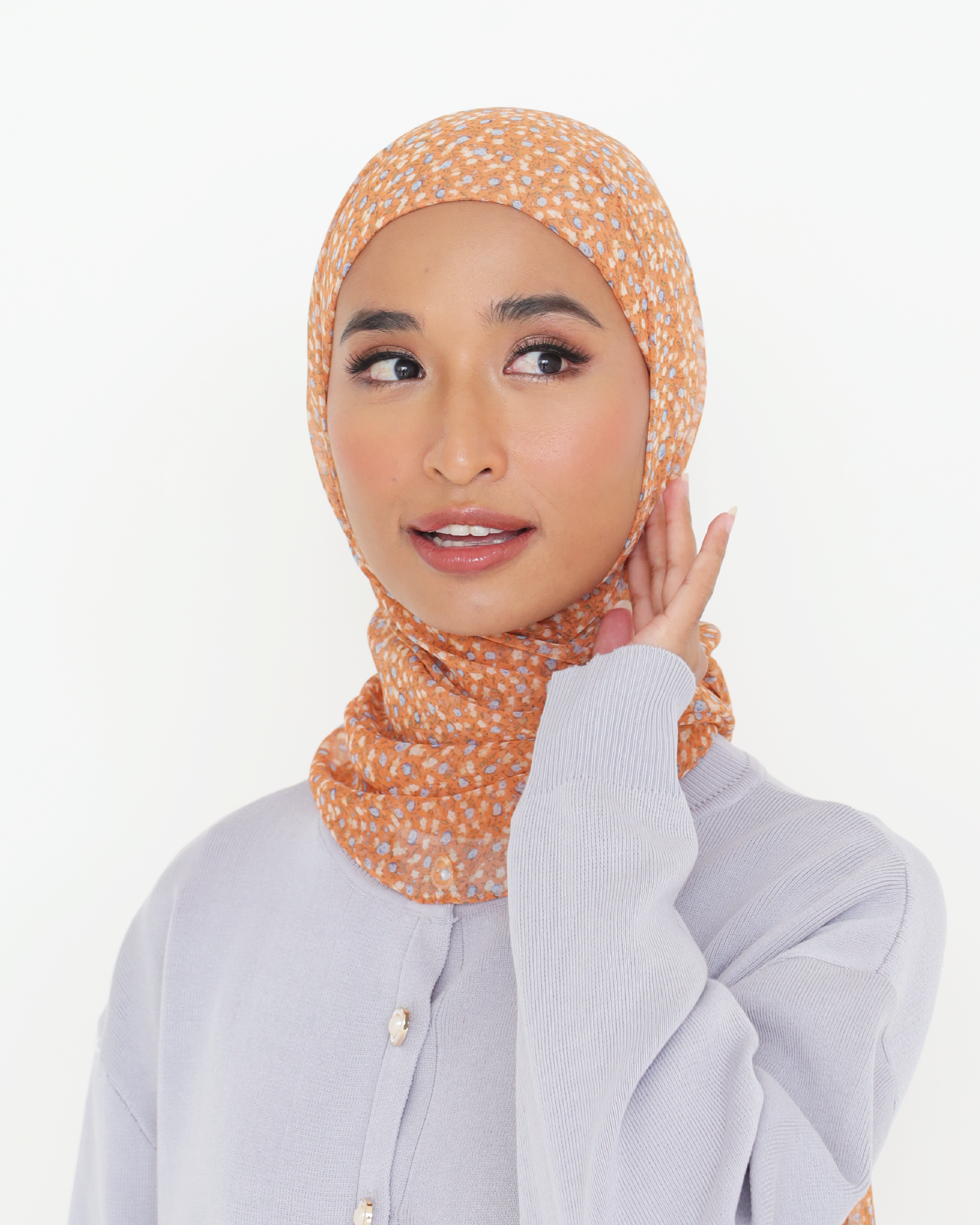 SIENNA INSTANT PRINTED BAWAL - APRICOT