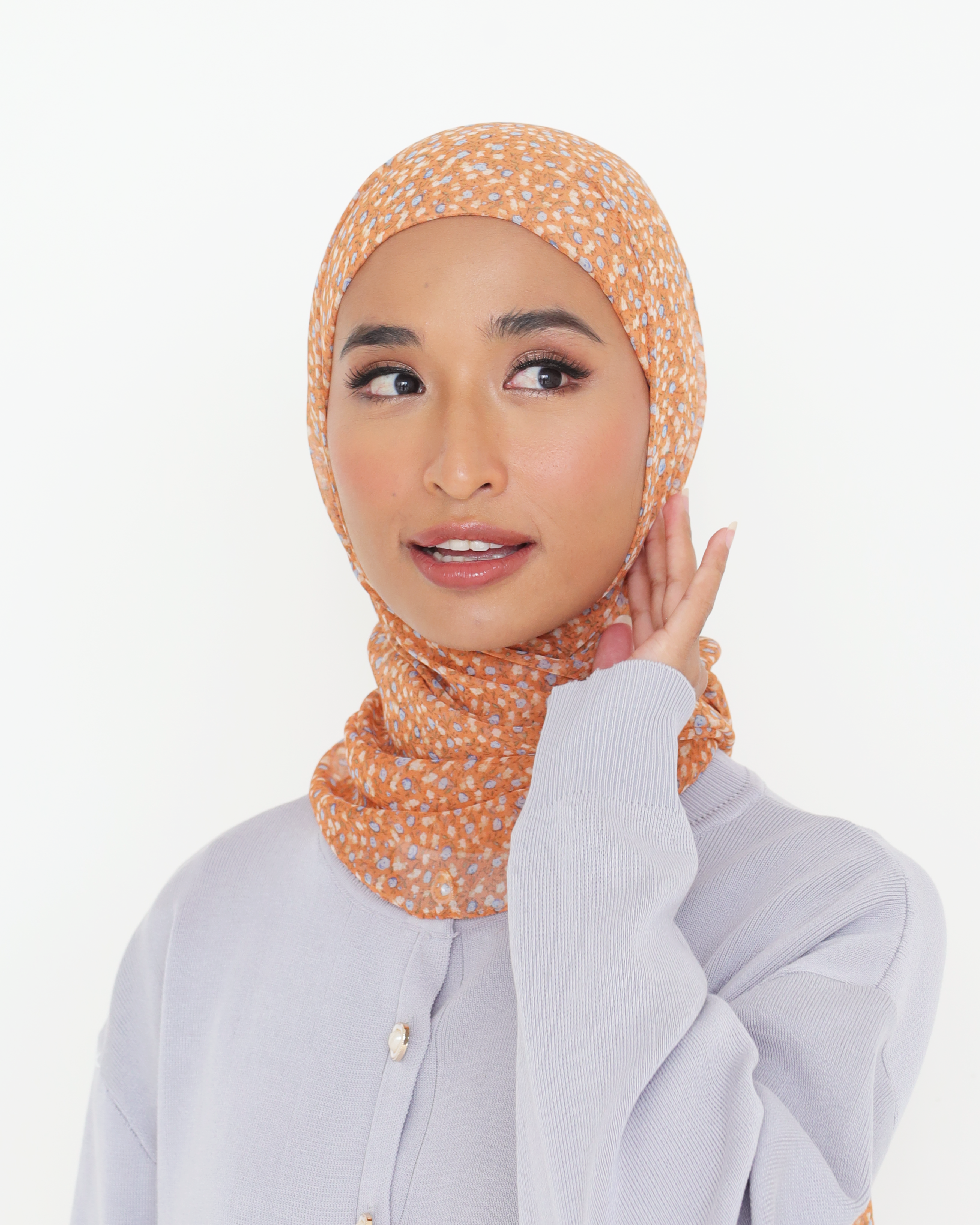 SIENNA INSTANT PRINTED SHAWL - APRICOT