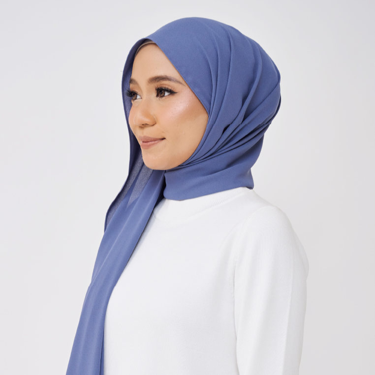 JASMINE HALF MOON SHAWL (NO INNER) - MARBLE BLUE