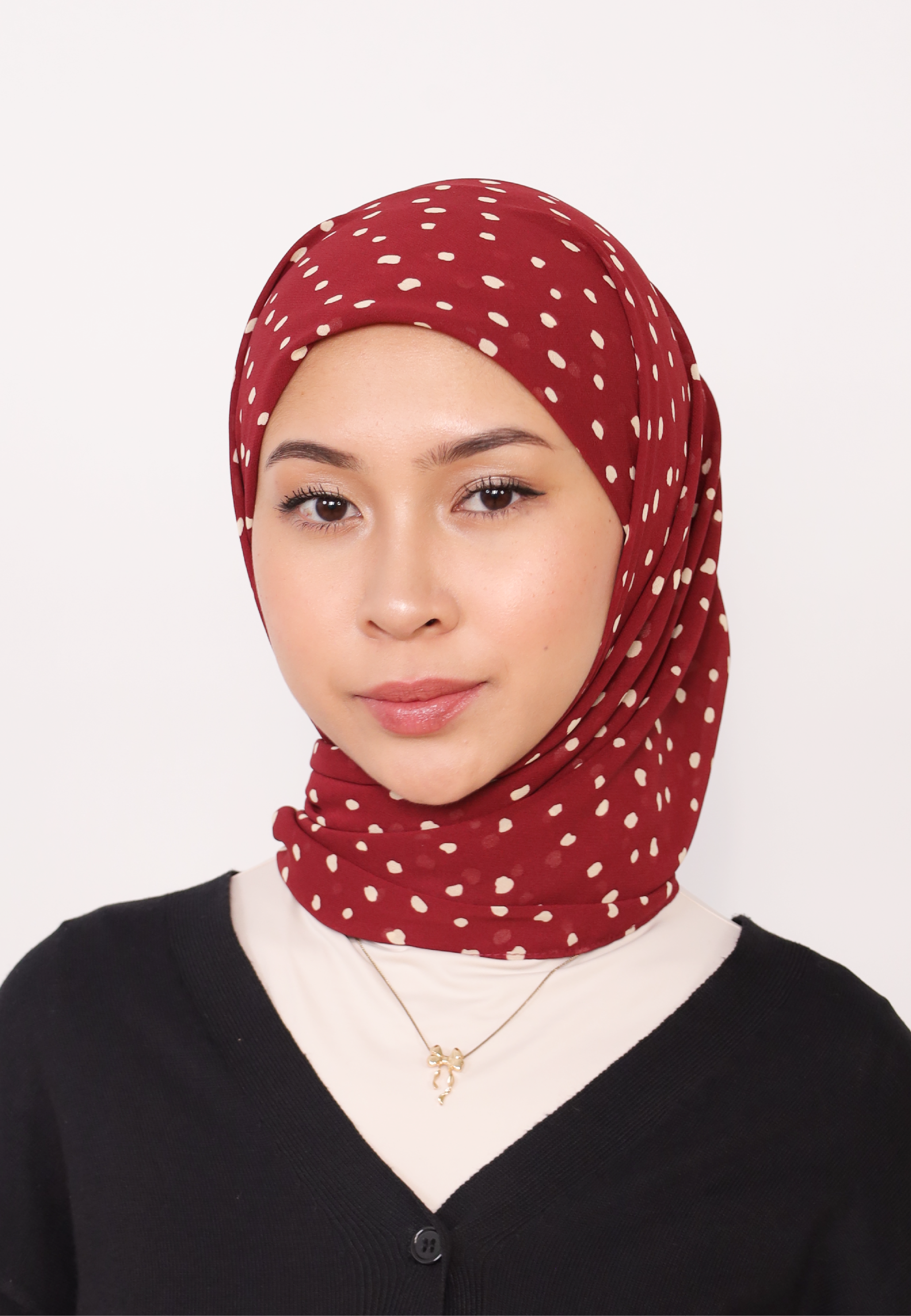 LUMIERÉ PRINTED INSTANT BAWAL - MAROON DOT