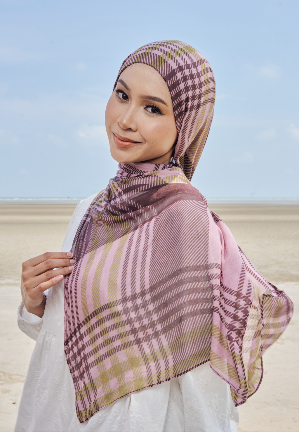 AURA MODAL INSTANT SHAWL - MOCHA PLAID