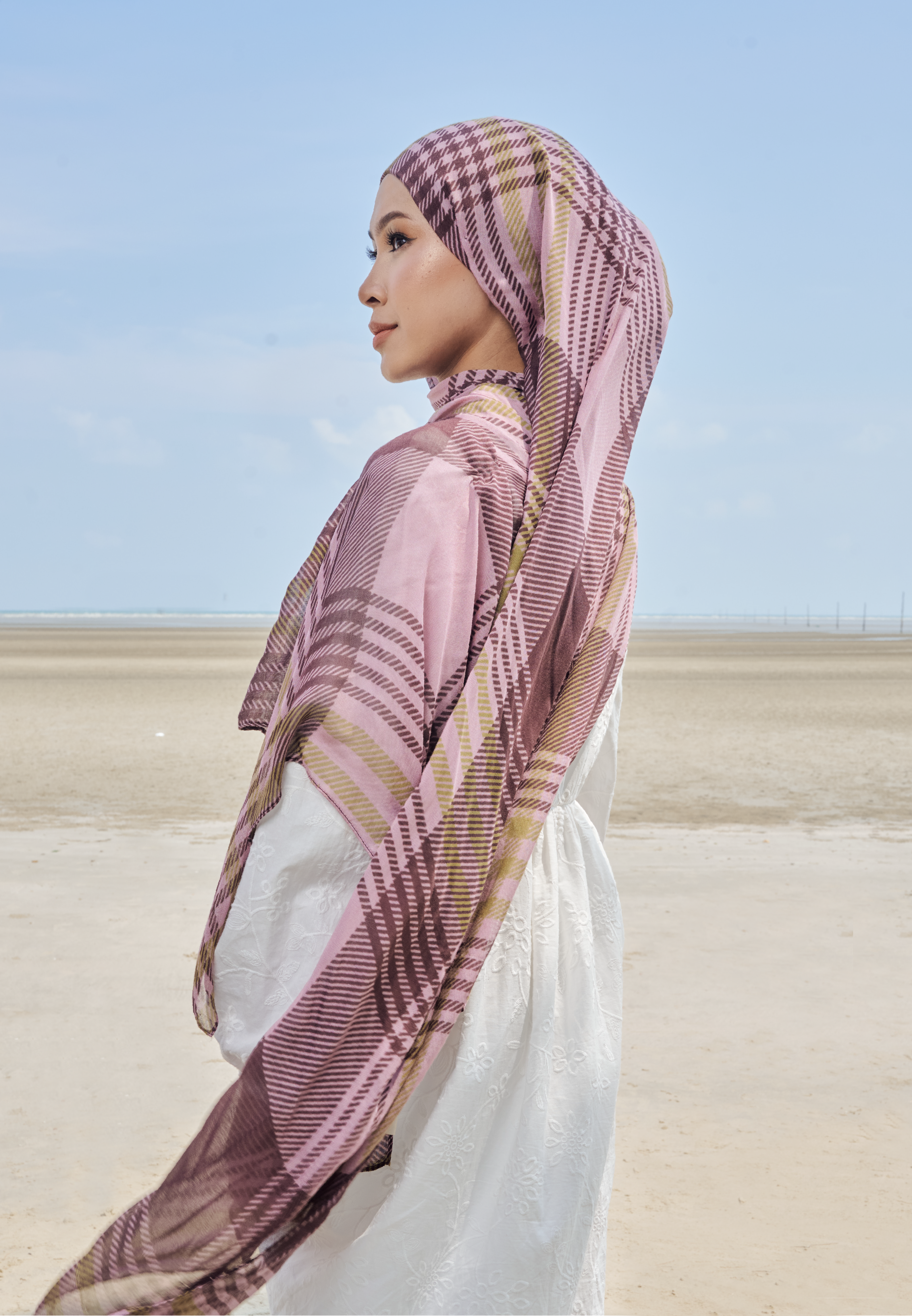 AURA MODAL INSTANT SHAWL - MOCHA PLAID