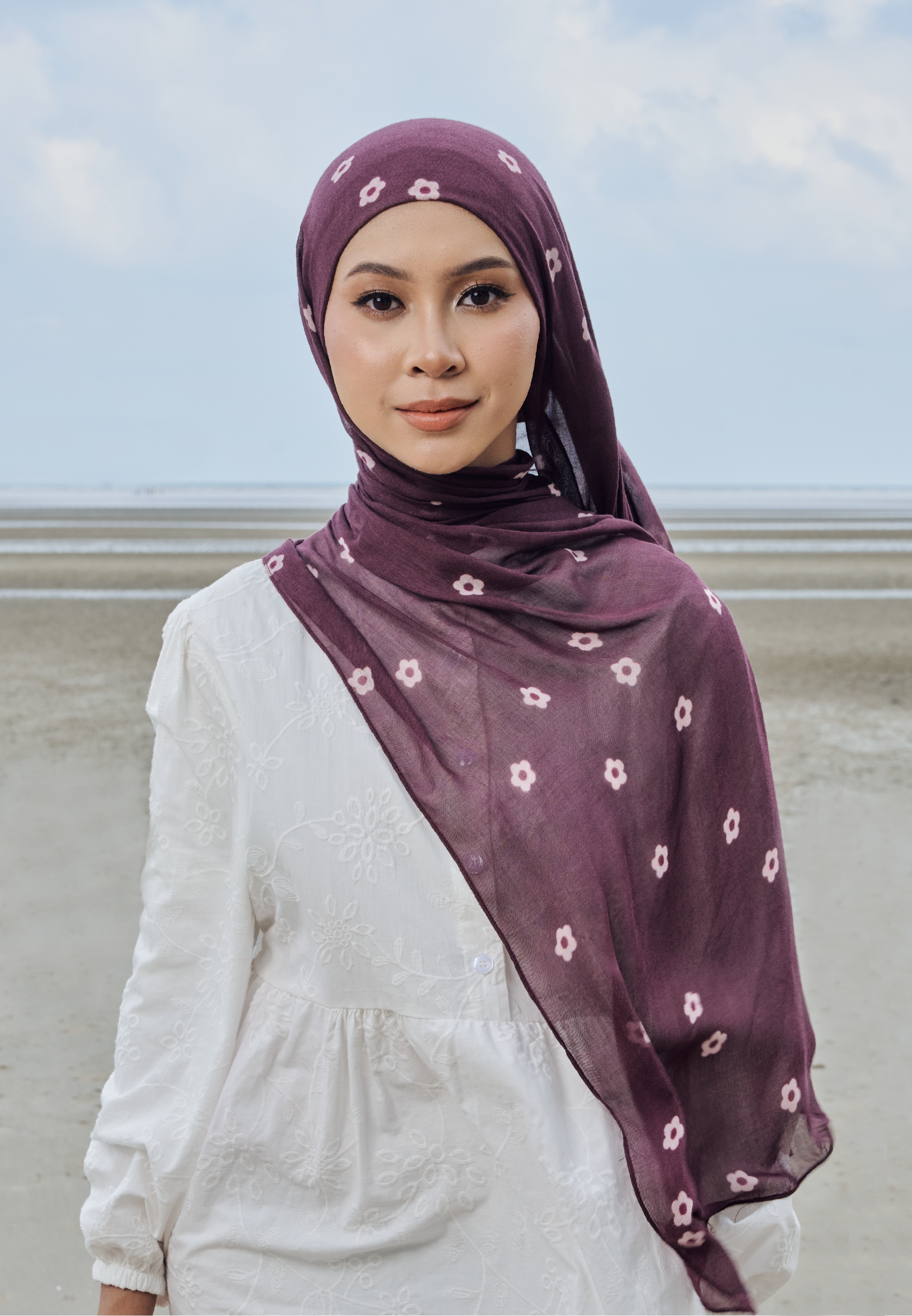 AURA MODAL INSTANT SHAWL - MULBERRY DAISY