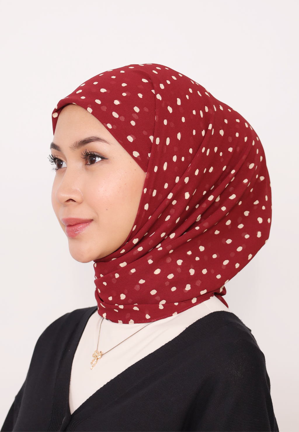 LUMIERÉ PRINTED INSTANT SHAWL - MAROON DOT