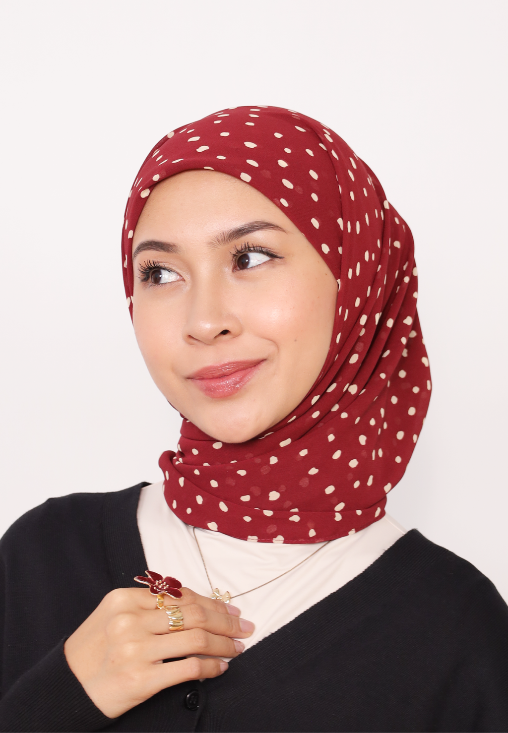 LUMIERÉ PRINTED INSTANT SHAWL - MAROON DOT