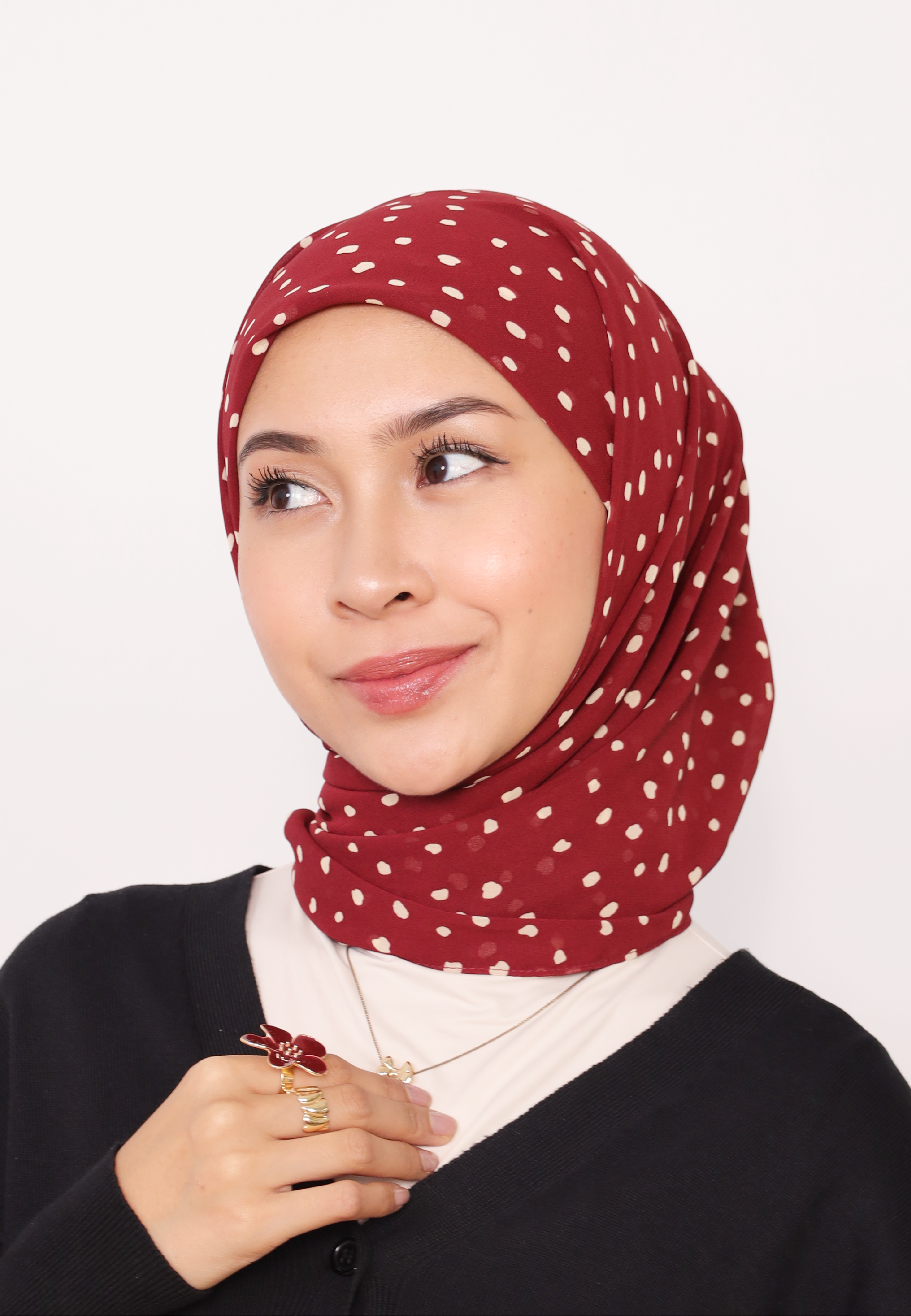LUMIERÉ PRINTED INSTANT SHAWL - MAROON DOT