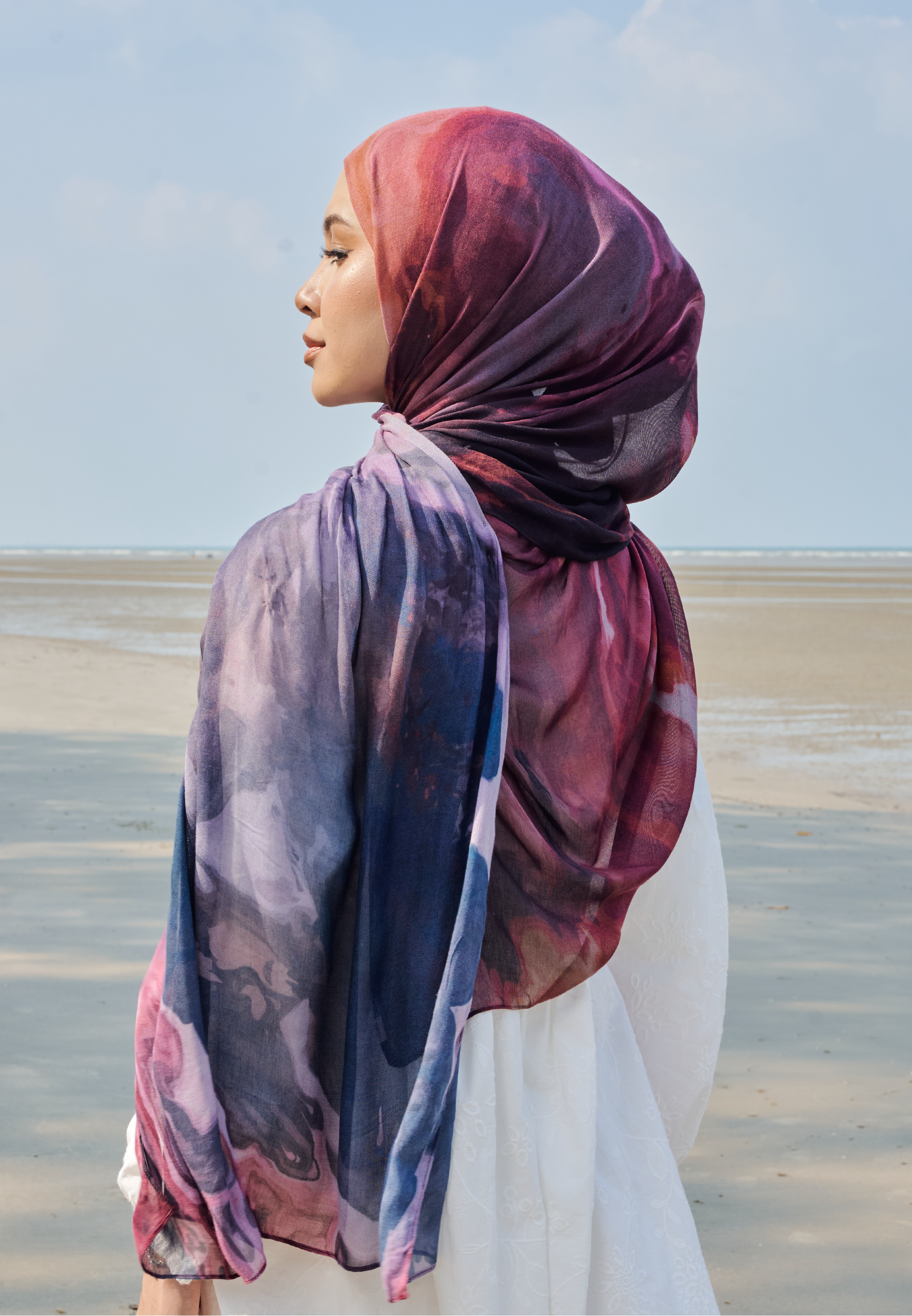 AURA MODAL INSTANT SHAWL - PLUM NEBULA