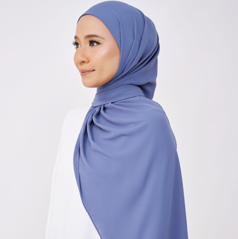 JASMINE HALF MOON INSTANT SHAWL - MARBLE BLUE