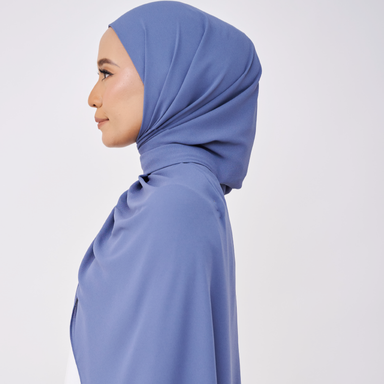 JASMINE HALF MOON INSTANT SHAWL - MARBLE BLUE