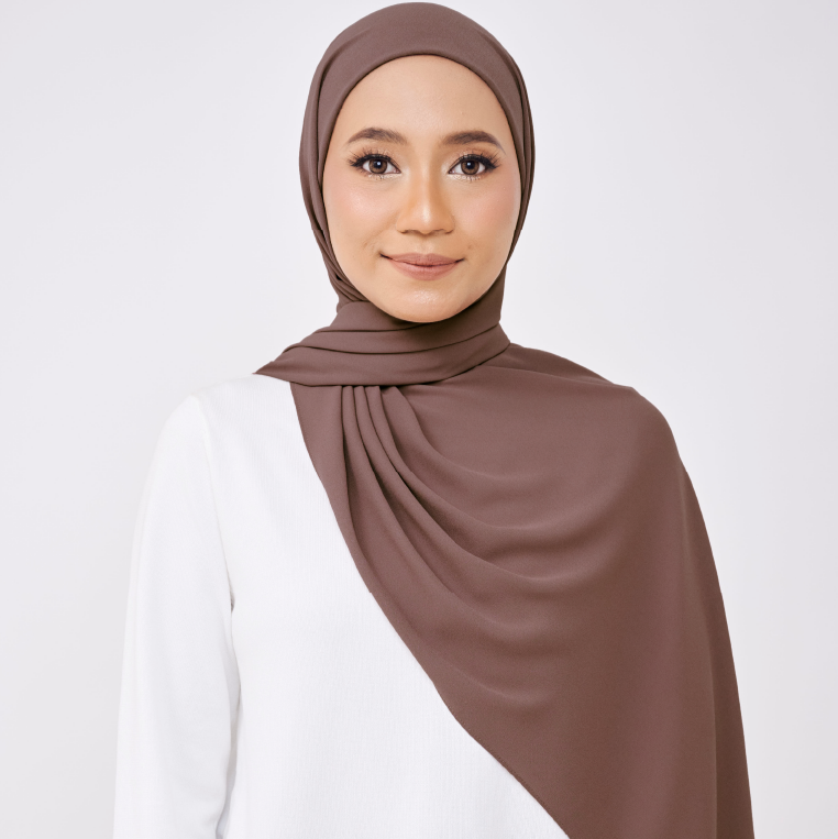 JASMINE HALF MOON INSTANT SHAWL - SHADOW BROWN