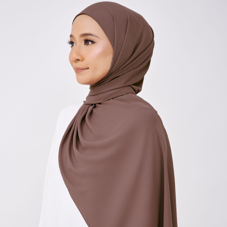 JASMINE HALF MOON INSTANT SHAWL - SHADOW BROWN