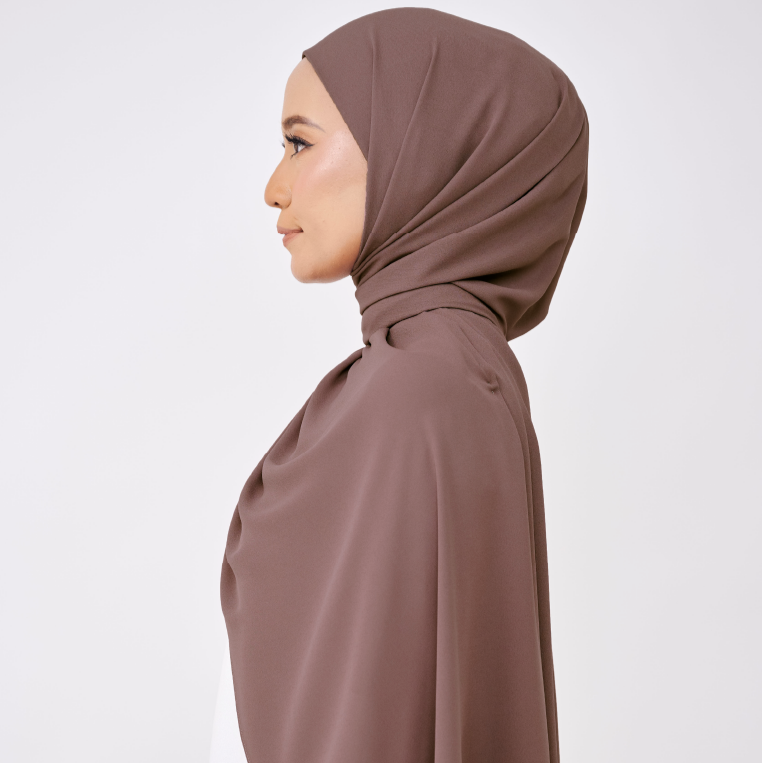 JASMINE HALF MOON INSTANT SHAWL - SHADOW BROWN