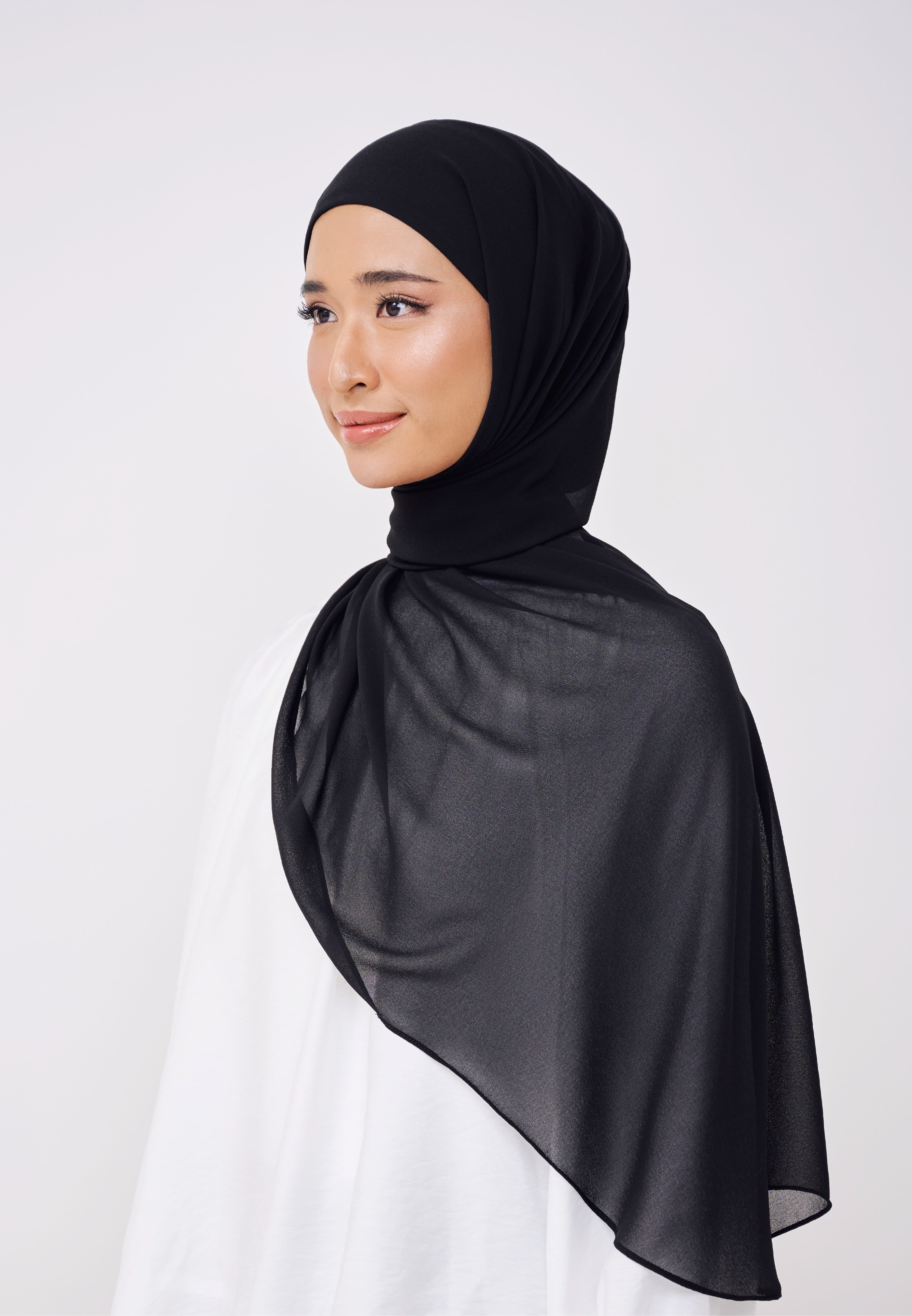 NADINE HALF MOON INSTANT SHAWL  - BLACK