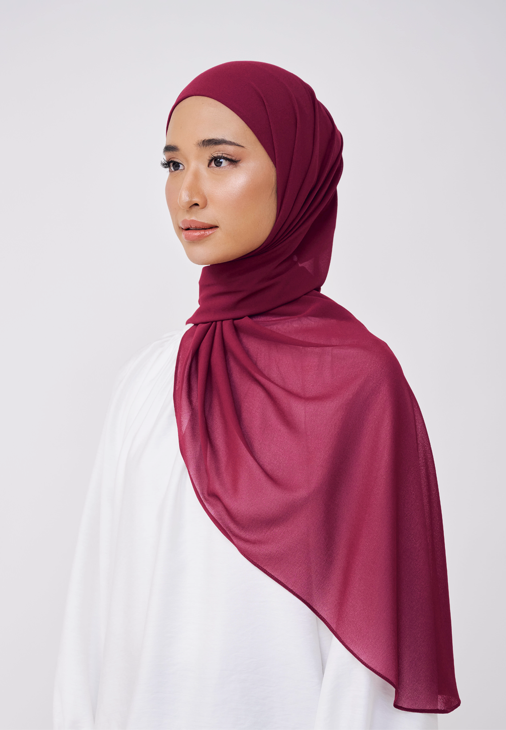 NADINE HALF MOON INSTANT SHAWL  - FUSHIA PINK