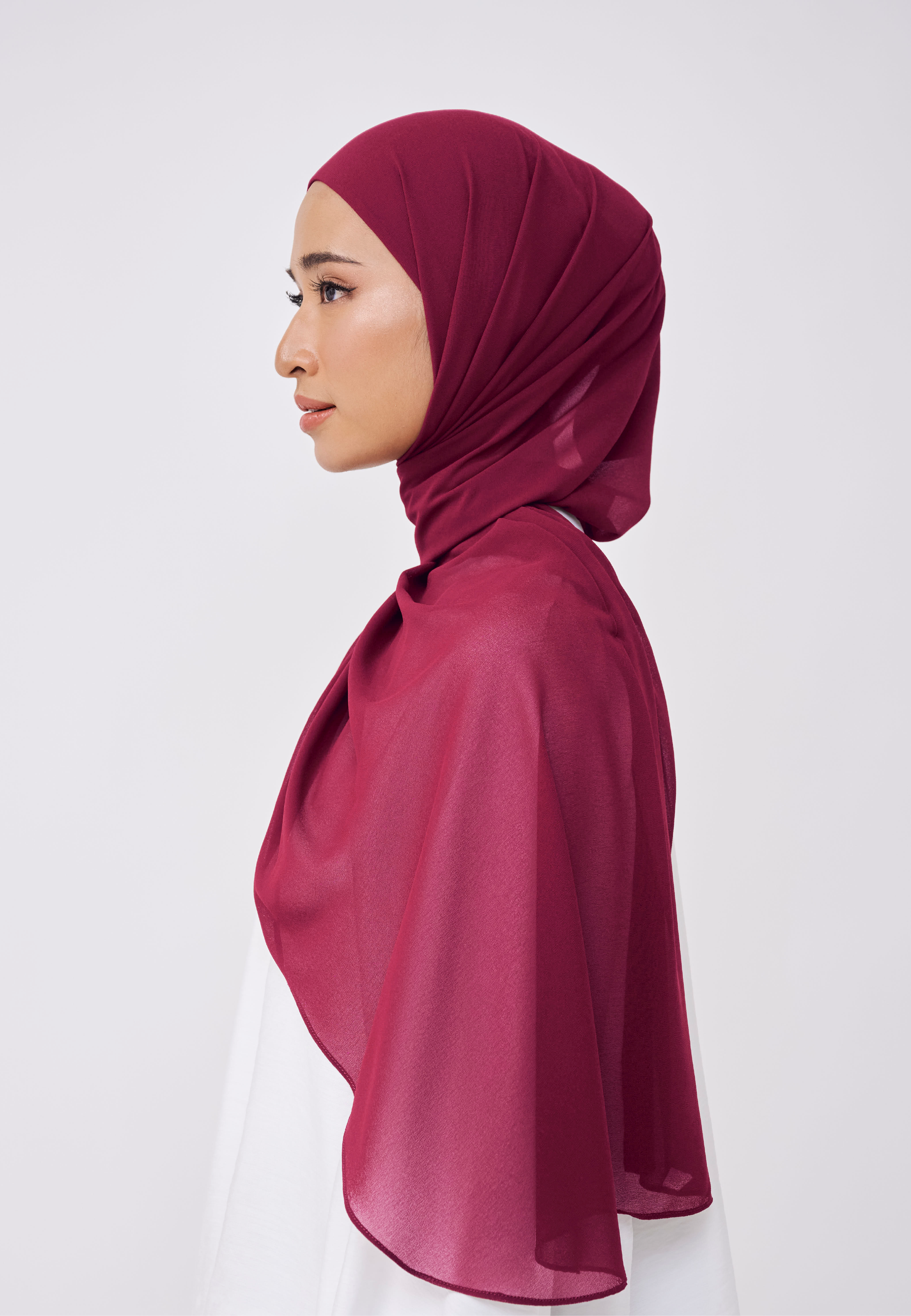 NADINE HALF MOON INSTANT SHAWL  - FUSHIA PINK