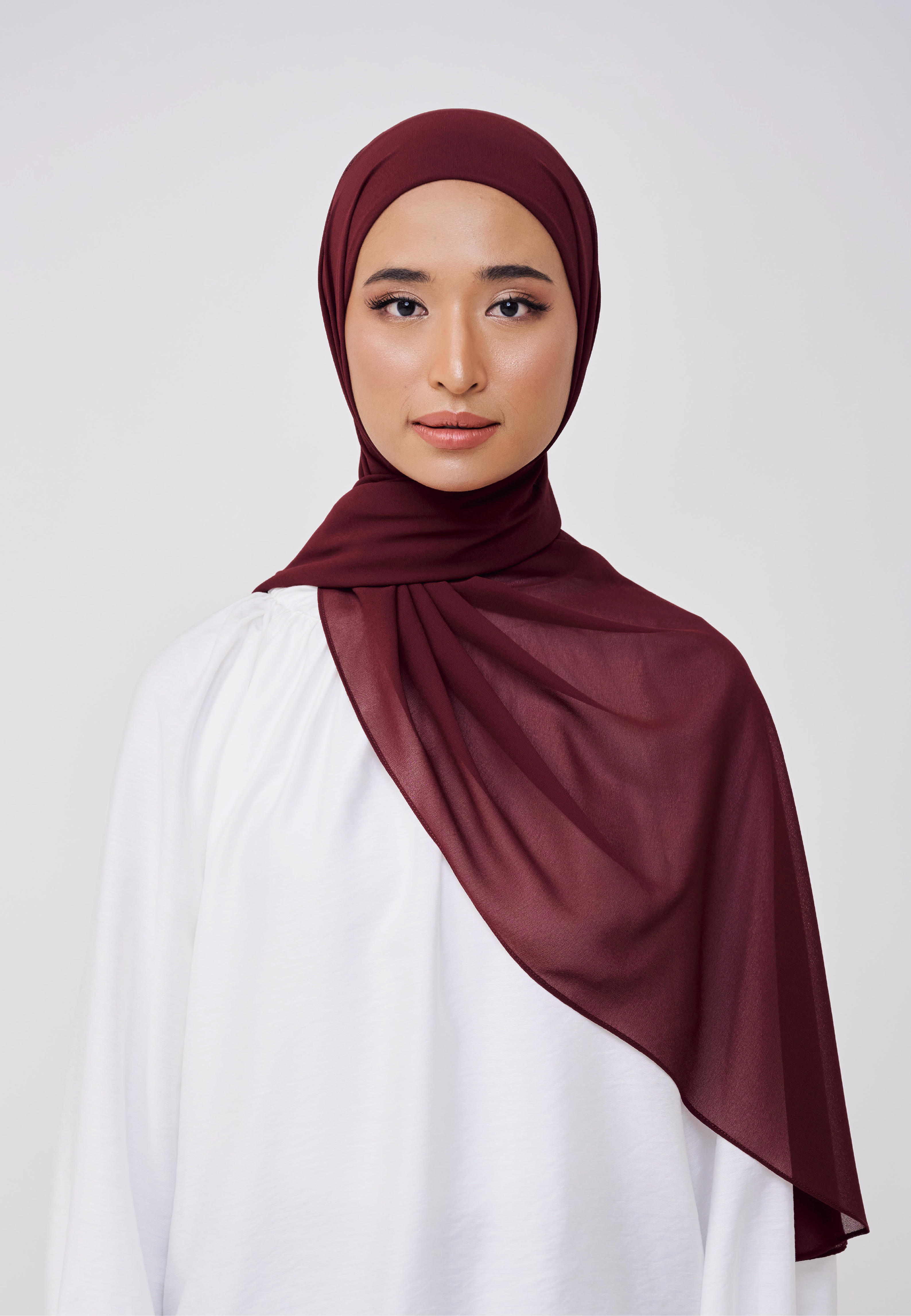 NADINE HALF MOON INSTANT SHAWL  - MAROON