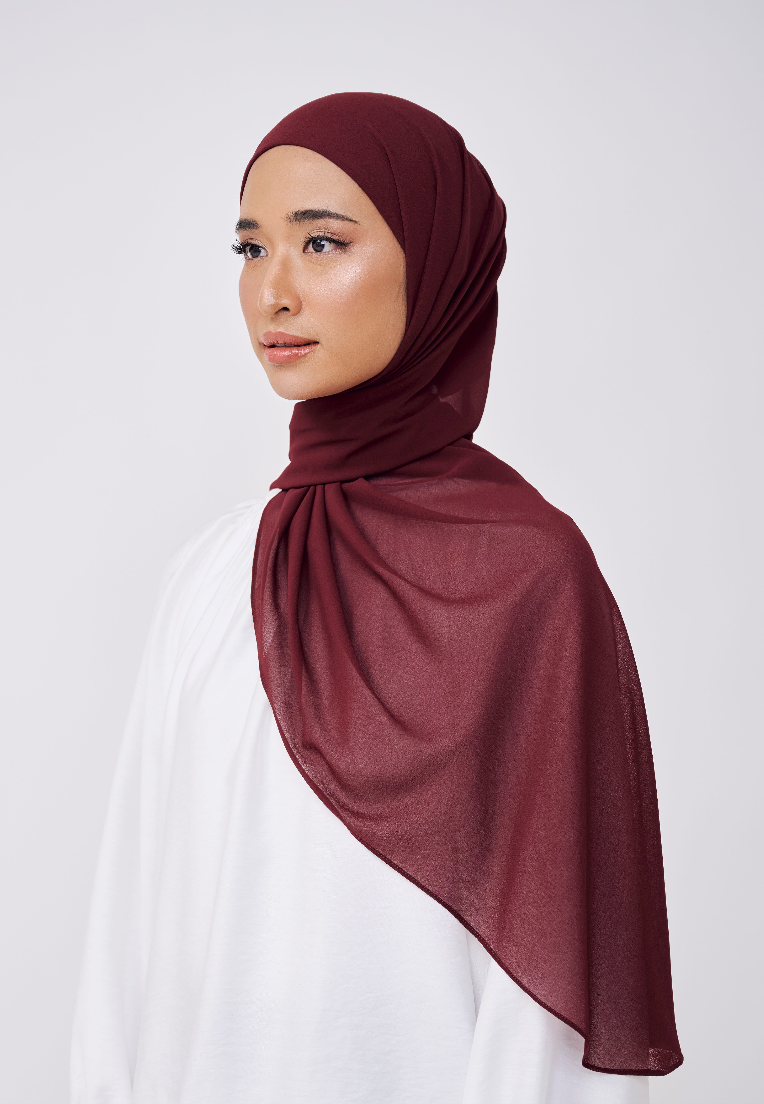 NADINE HALF MOON INSTANT SHAWL  - MAROON