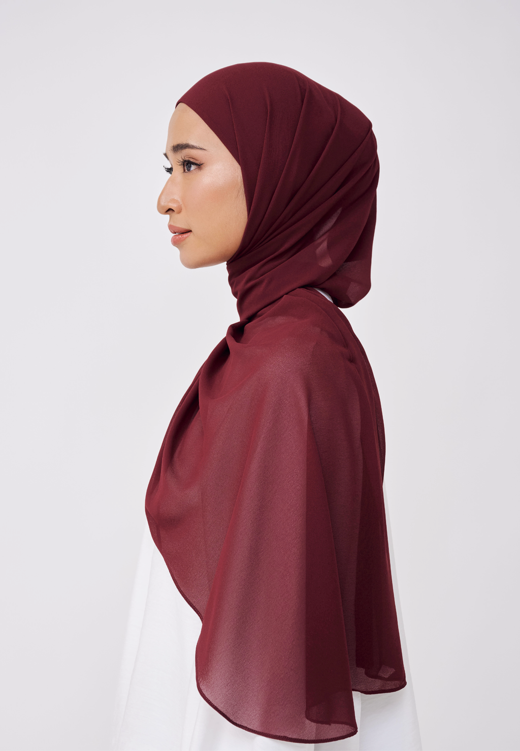 NADINE HALF MOON INSTANT SHAWL  - MAROON