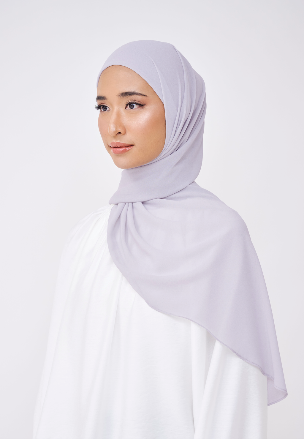 NADINE HALF MOON INSTANT SHAWL  - PASTEL LILAC