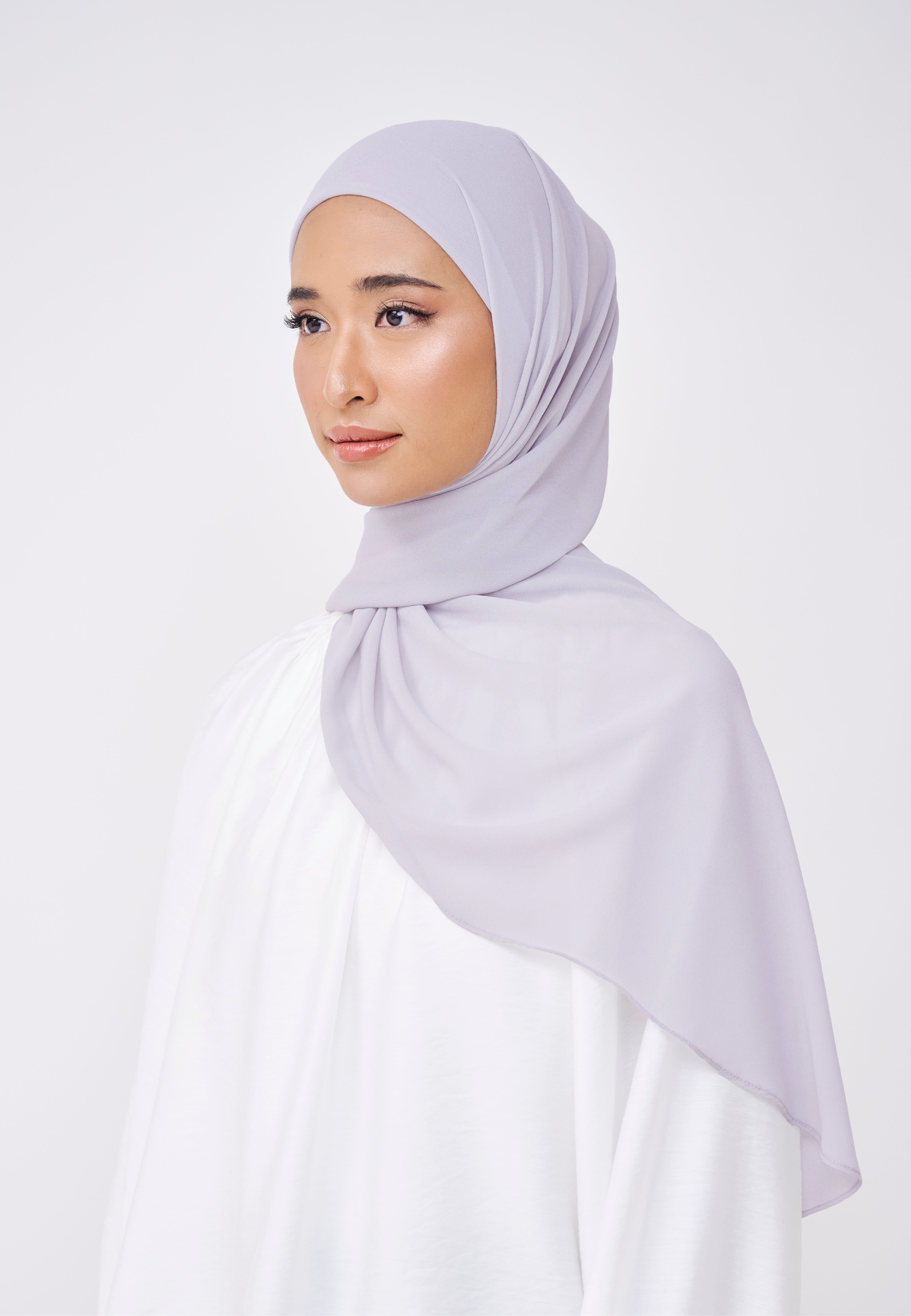 NADINE HALF MOON INSTANT SHAWL  - PASTEL LILAC