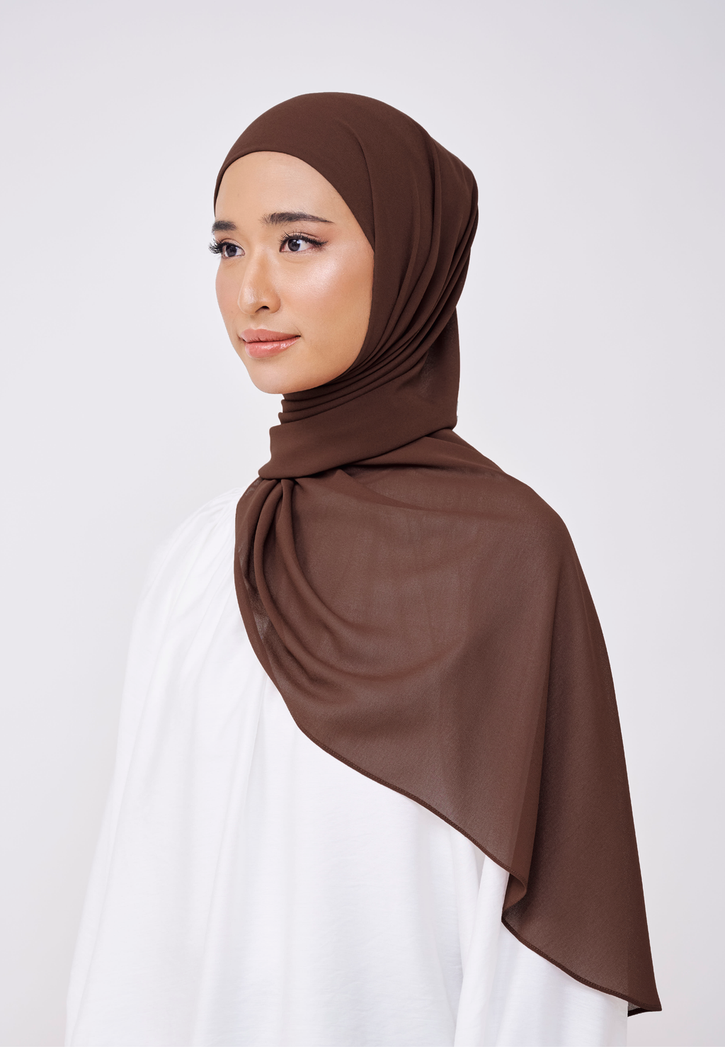NADINE HALF MOON INSTANT SHAWL  - RICH BROWN