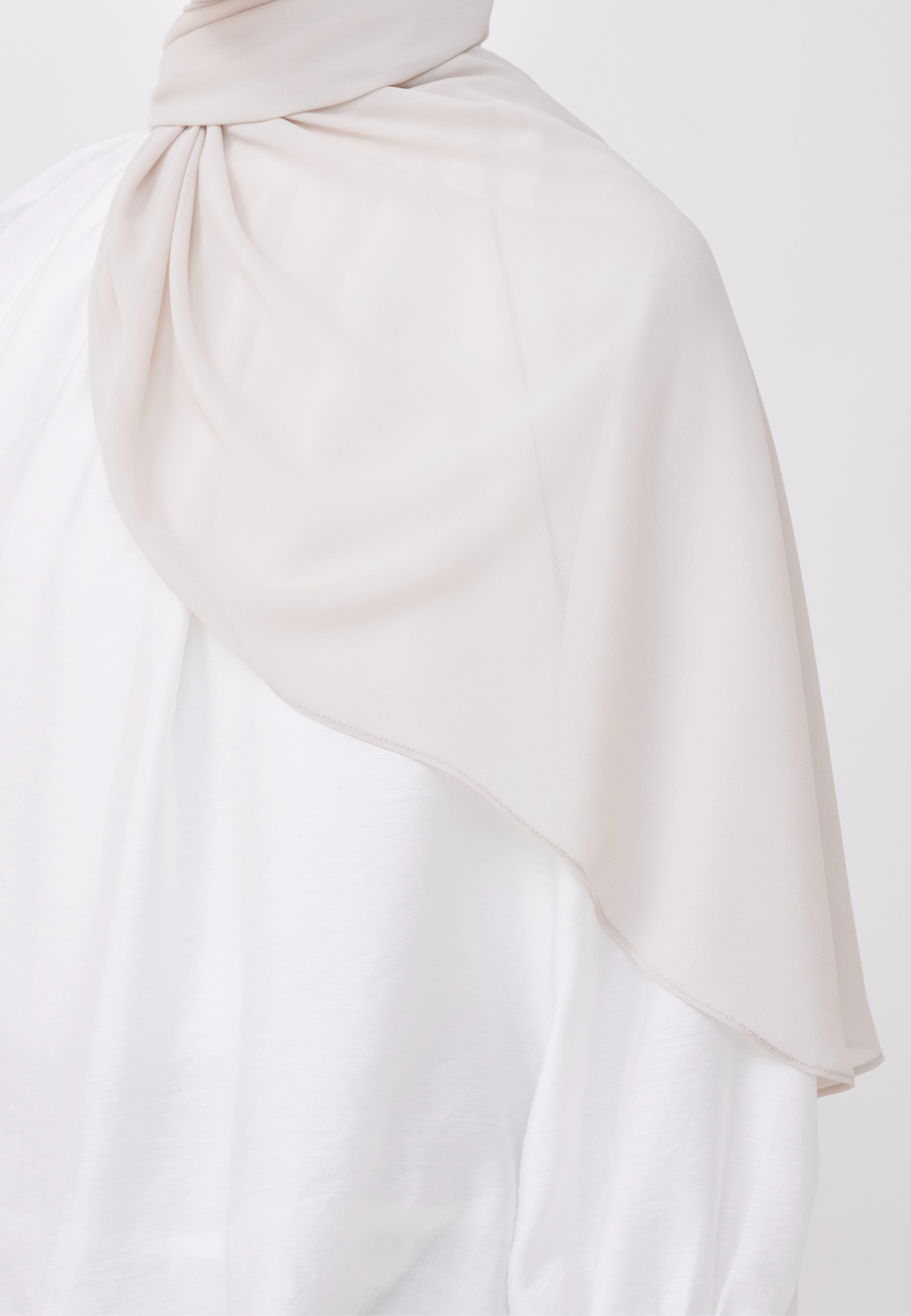 NADINE HALF MOON INSTANT SHAWL  - WHITE BEIGE