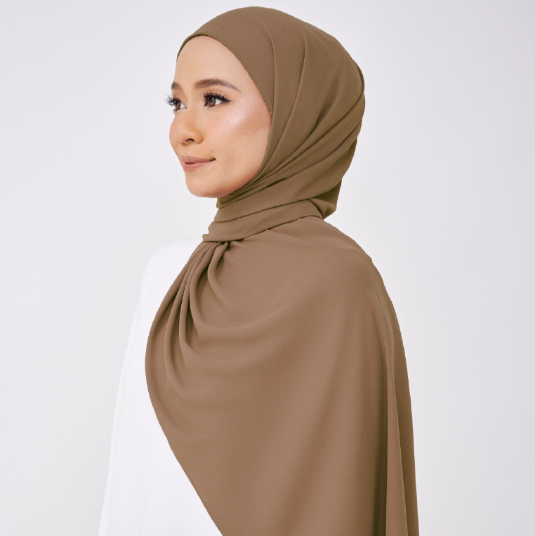 JASMINE HALF MOON INSTANT SHAWL - MOSS BROWN