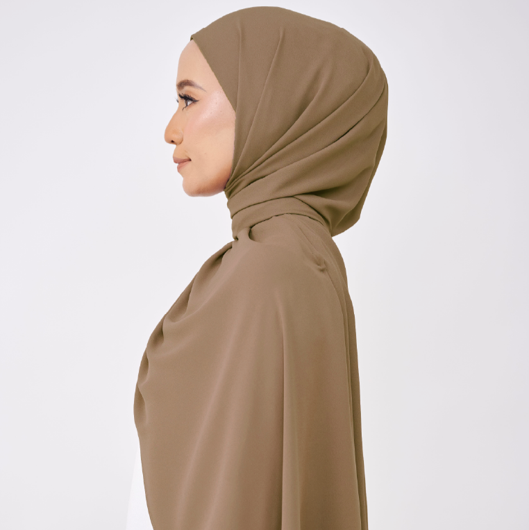 JASMINE HALF MOON INSTANT SHAWL - MOSS BROWN
