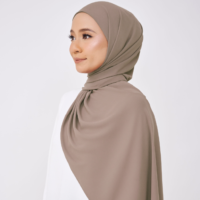 JASMINE HALF MOON INSTANT SHAWL - ALMOND GREY