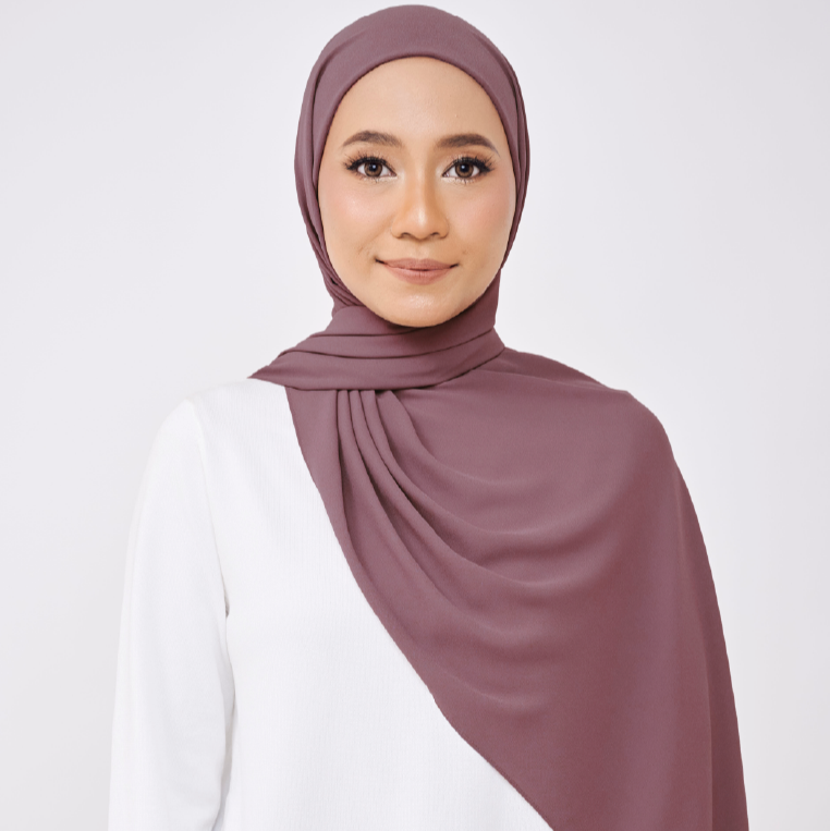 JASMINE HALF MOON INSTANT SHAWL - DEEP MAUVE