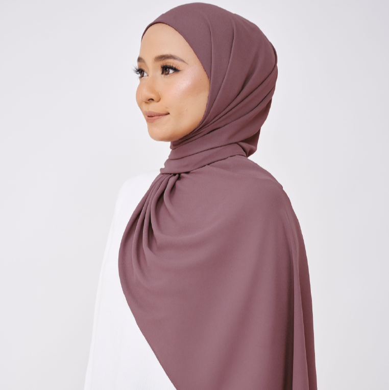 JASMINE HALF MOON INSTANT SHAWL - DEEP MAUVE
