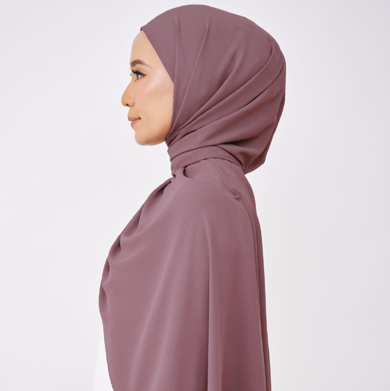 JASMINE HALF MOON INSTANT SHAWL - DEEP MAUVE