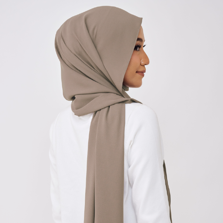 JASMINE HALF MOON SHAWL (NO INNER) - ALMOND GREY