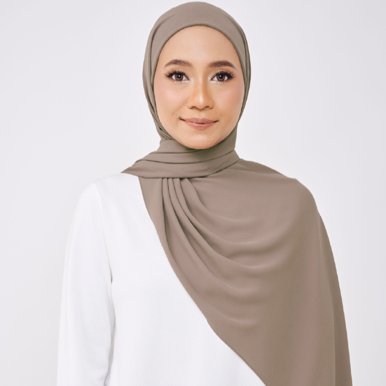 JASMINE HALF MOON INSTANT SHAWL - ALMOND GREY