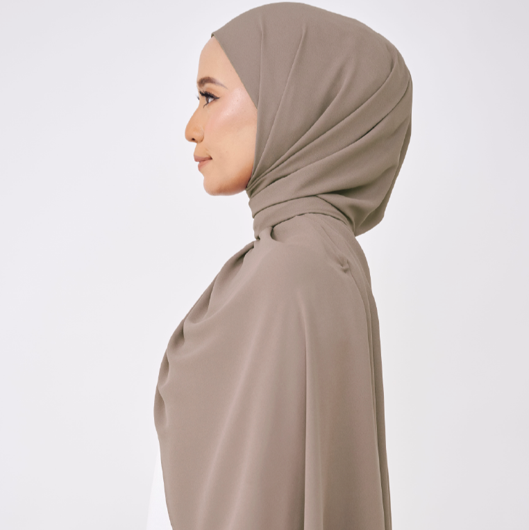 JASMINE HALF MOON INSTANT SHAWL - ALMOND GREY