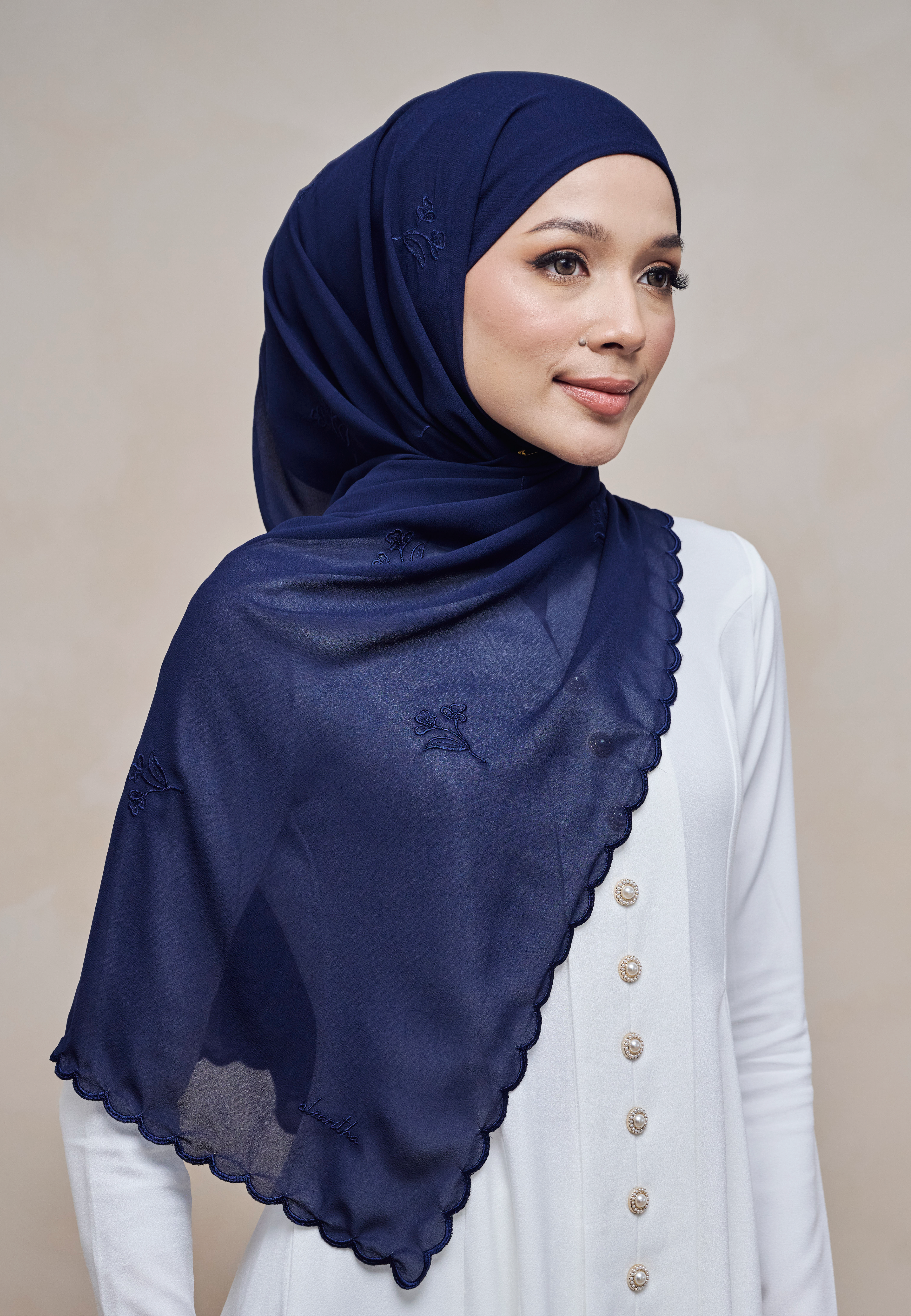 KUNTUM INSTANT SHAWL IN BIRU GELAP