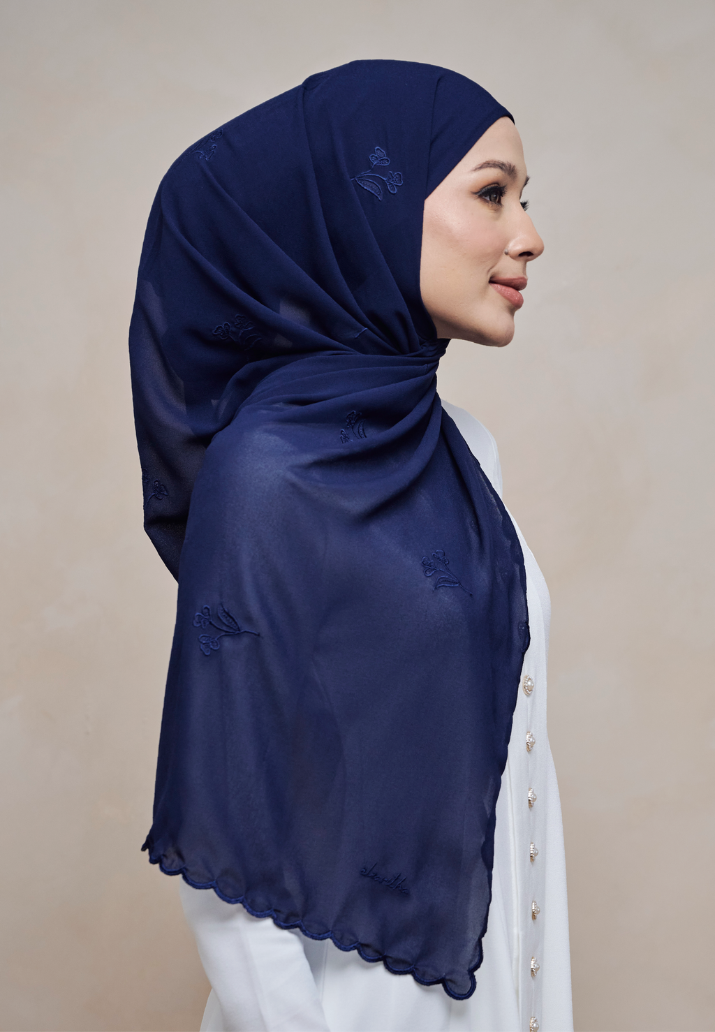 KUNTUM INSTANT SHAWL IN BIRU GELAP