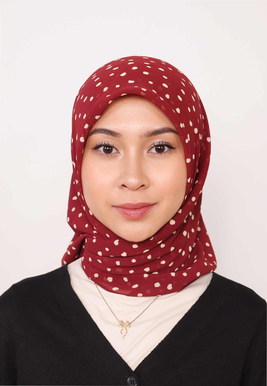LUMIERÉ PRINTED LOOSE BAWAL - MAROON DOT