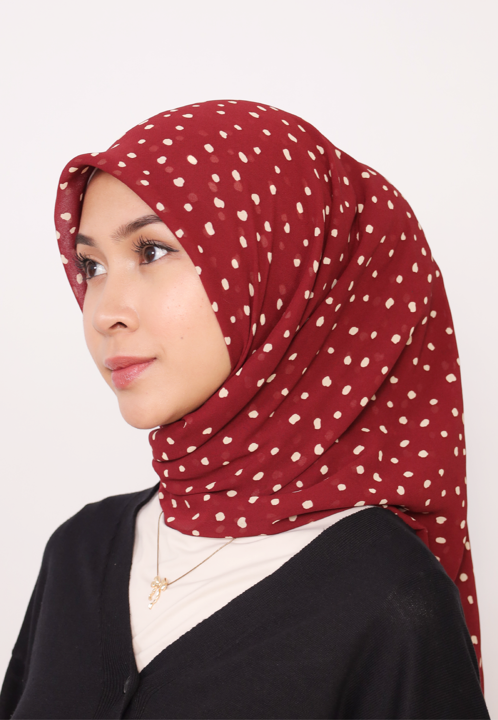 LUMIERÉ PRINTED LOOSE BAWAL - MAROON DOT