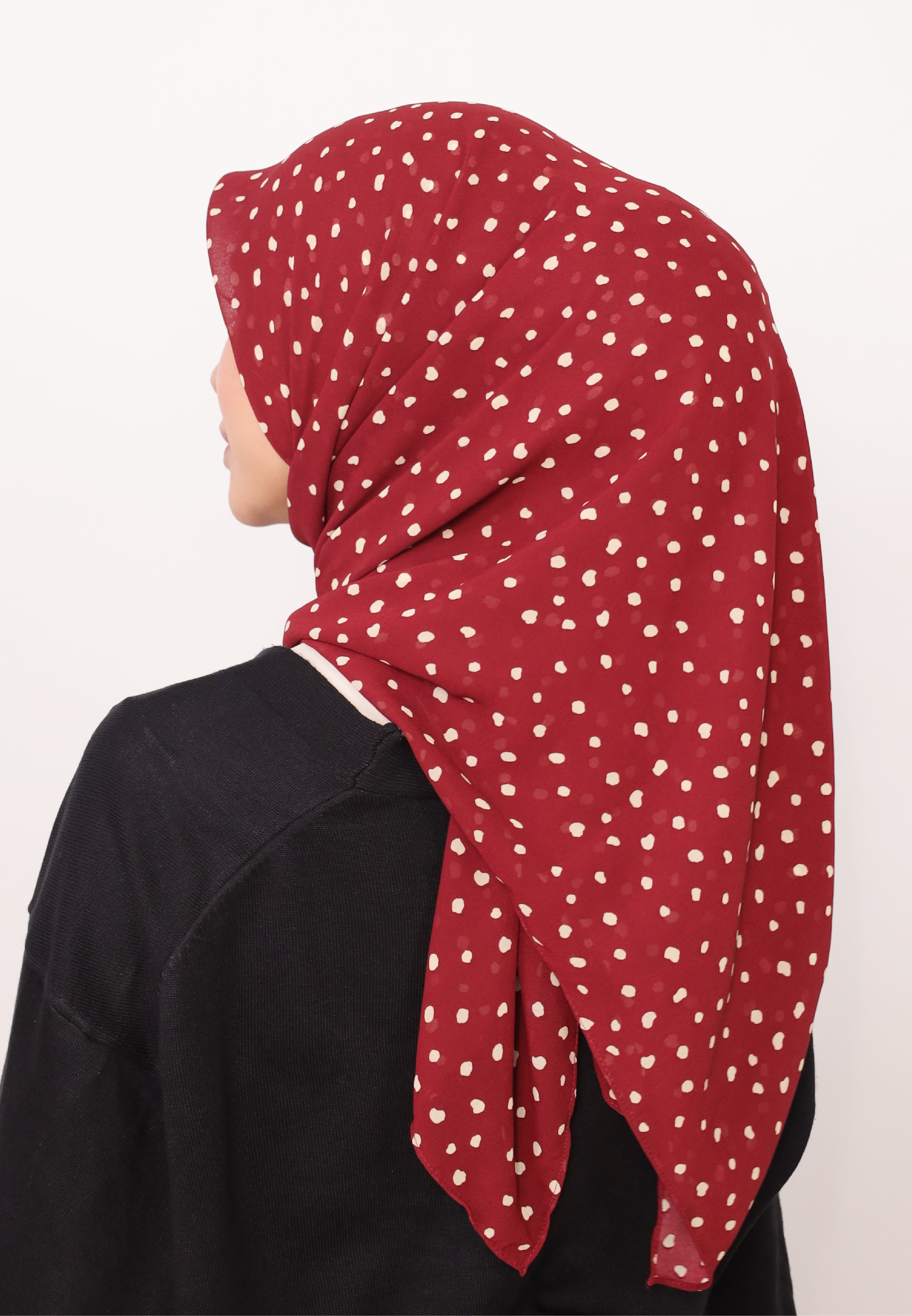 LUMIERÉ PRINTED LOOSE BAWAL - MAROON DOT
