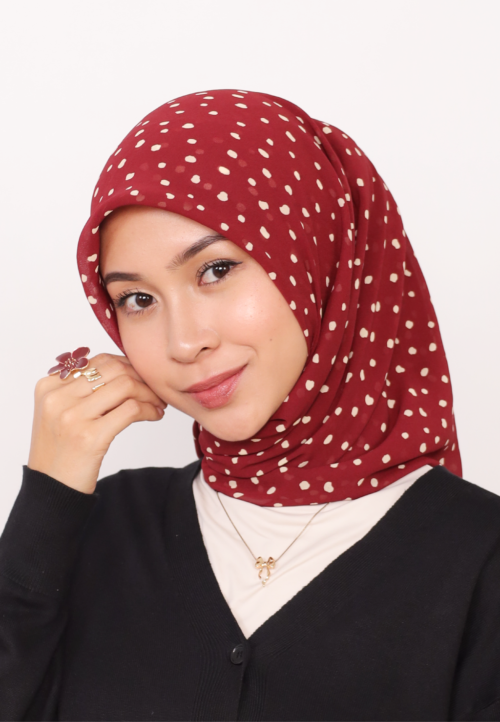 LUMIERÉ PRINTED LOOSE BAWAL - MAROON DOT