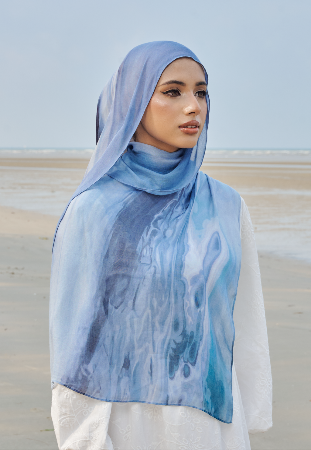 AURA MODAL LOOSE SHAWL - BLUE TIDE
