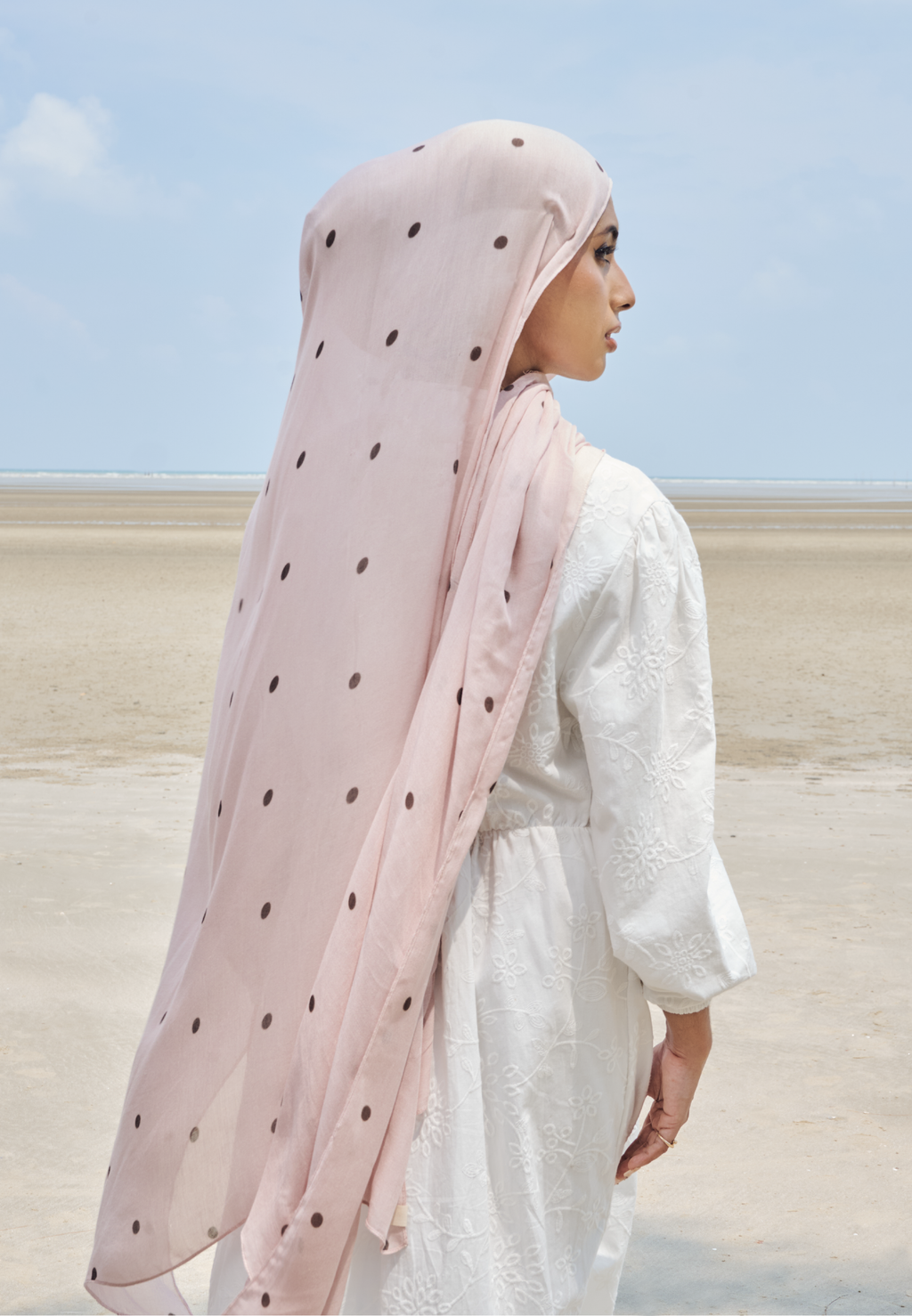 AURA MODAL LOOSE SHAWL - BUTTERCREAM POLKA