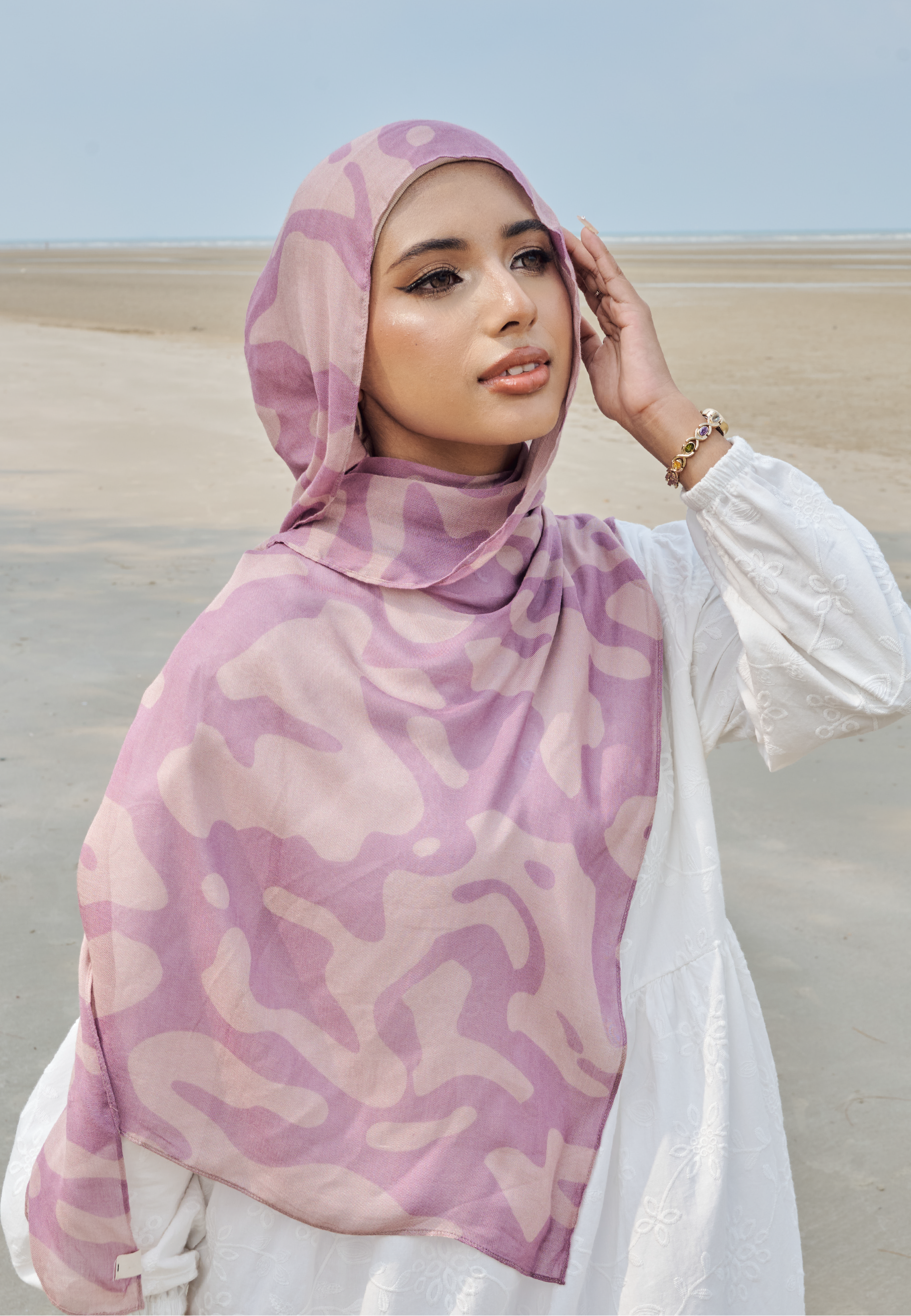 AURA MODAL LOOSE SHAWL - LAVENDER MARBLE