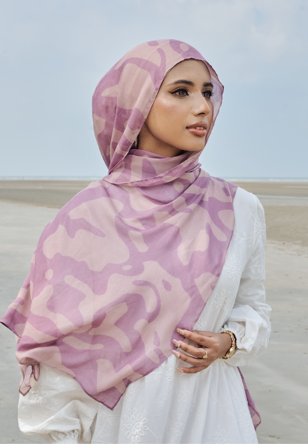 AURA MODAL LOOSE SHAWL - LAVENDER MARBLE