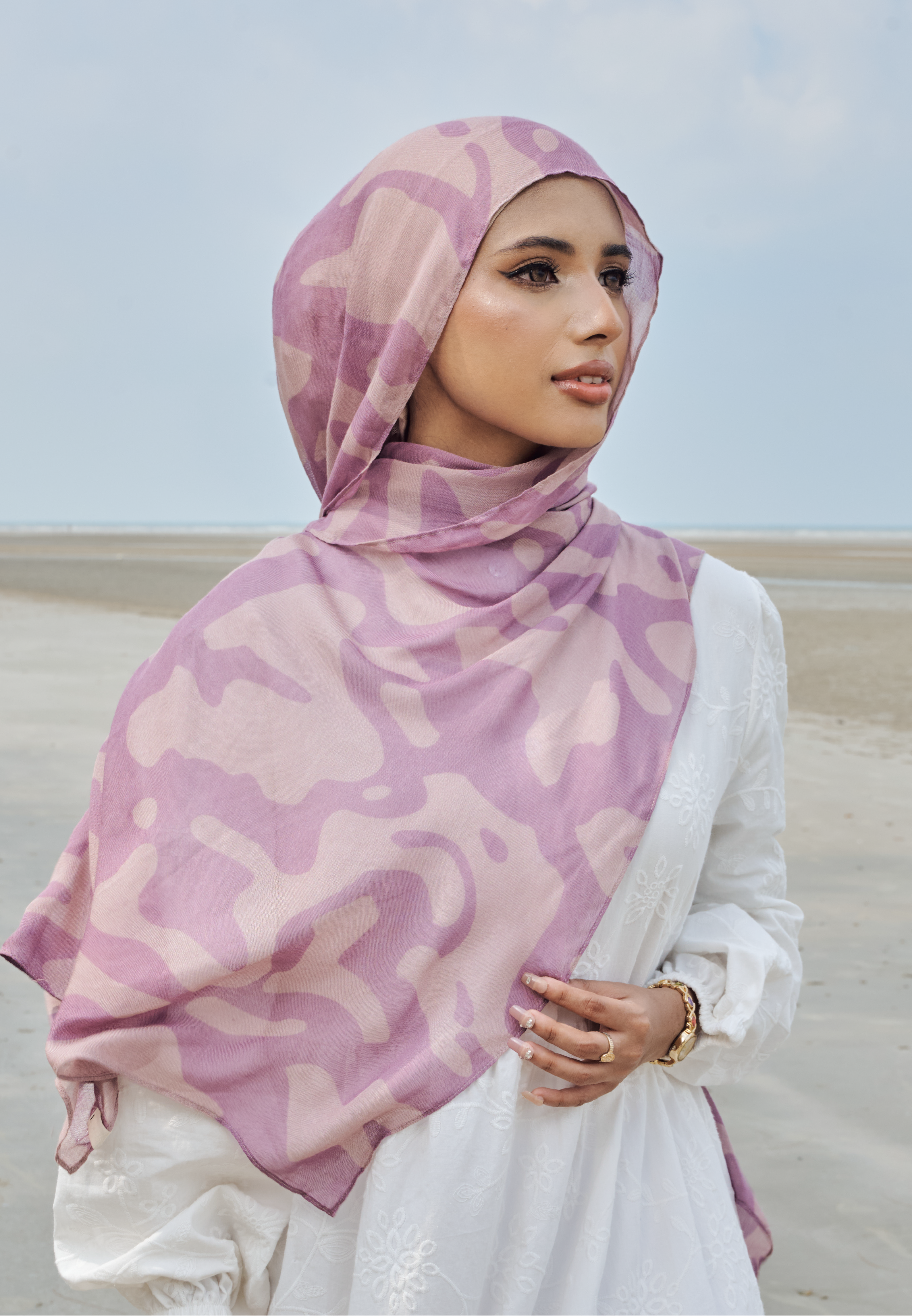 AURA MODAL LOOSE SHAWL - LAVENDER MARBLE