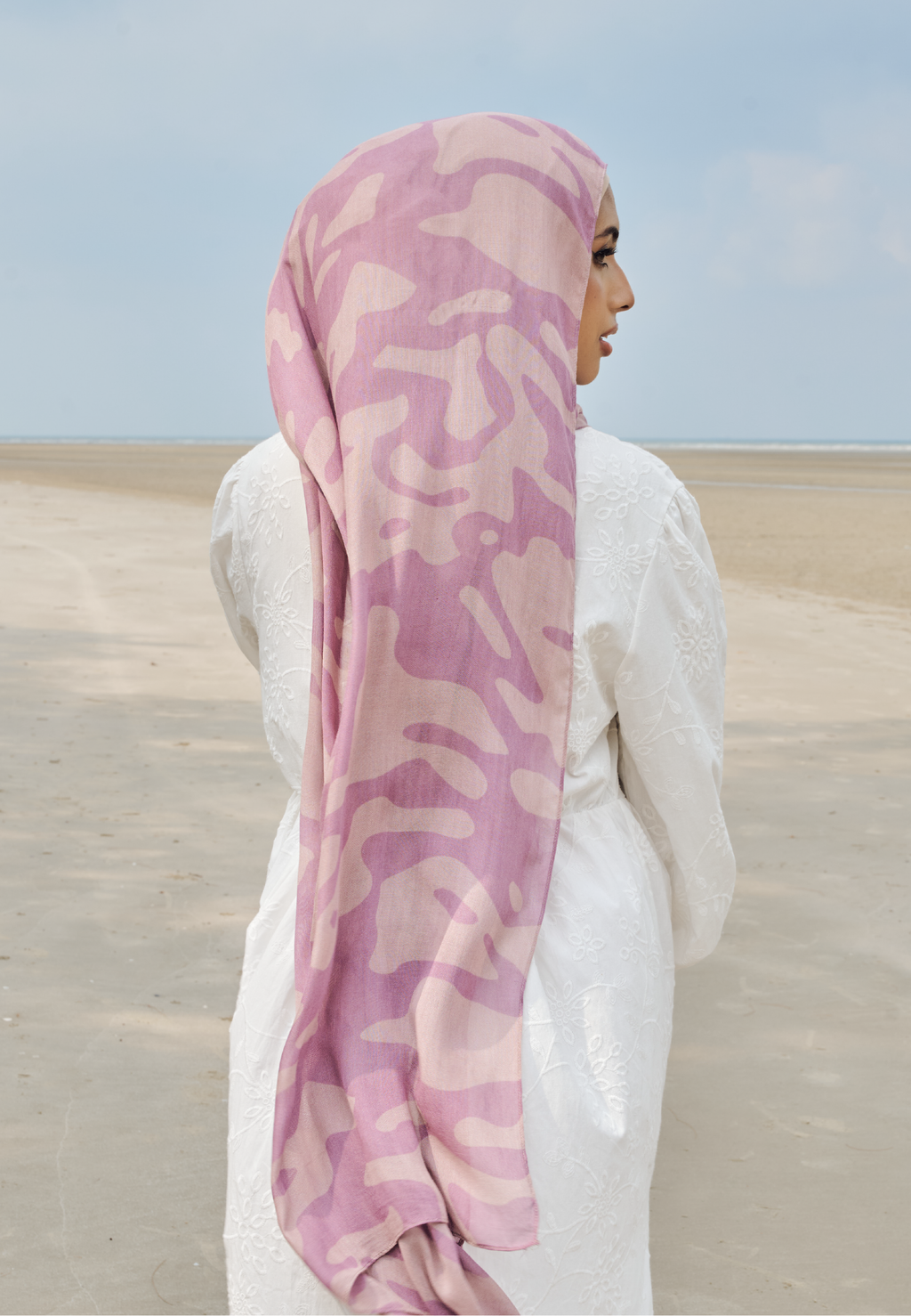 AURA MODAL LOOSE SHAWL - LAVENDER MARBLE