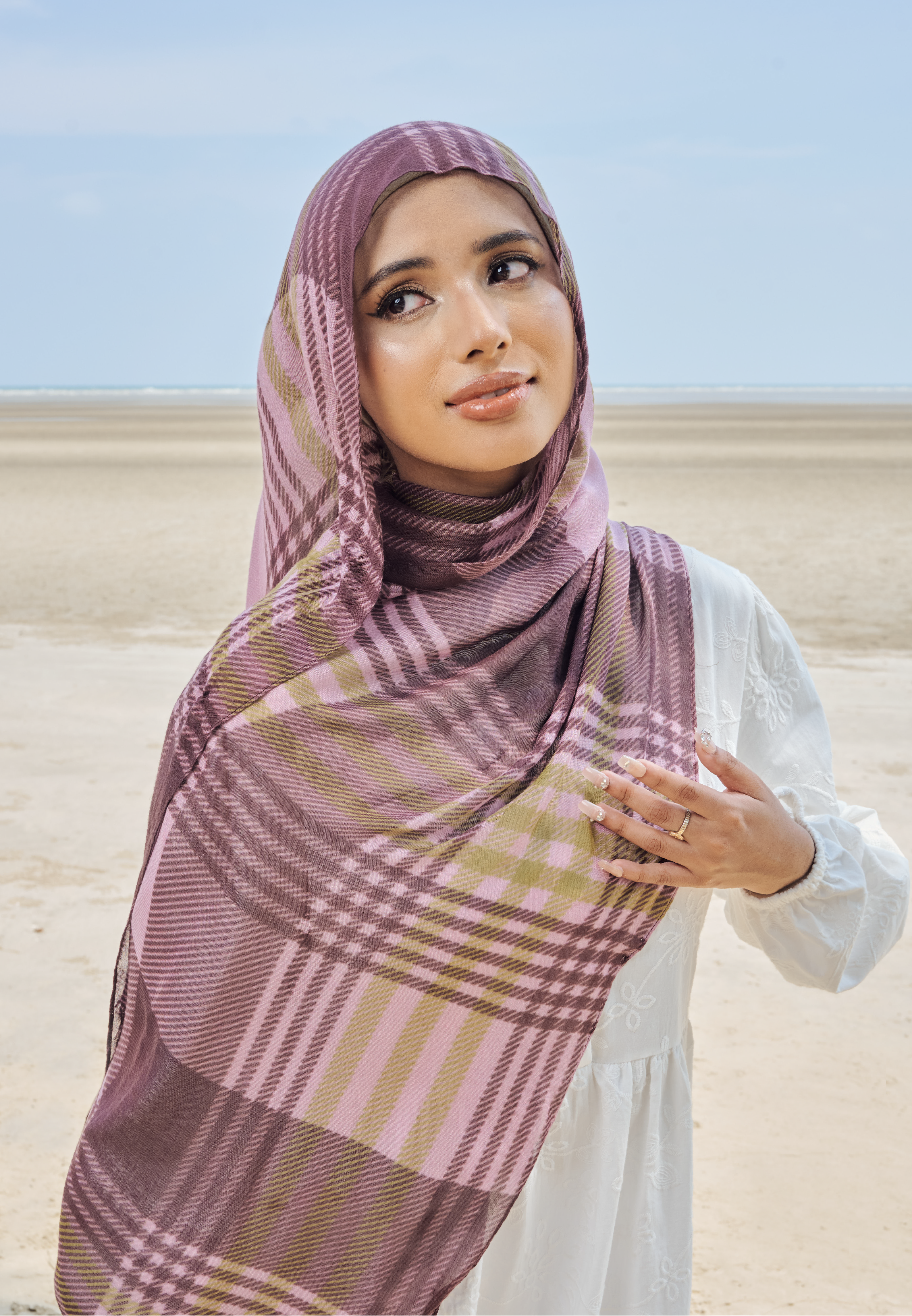 AURA MODAL LOOSE SHAWL - MOCHA PLAID