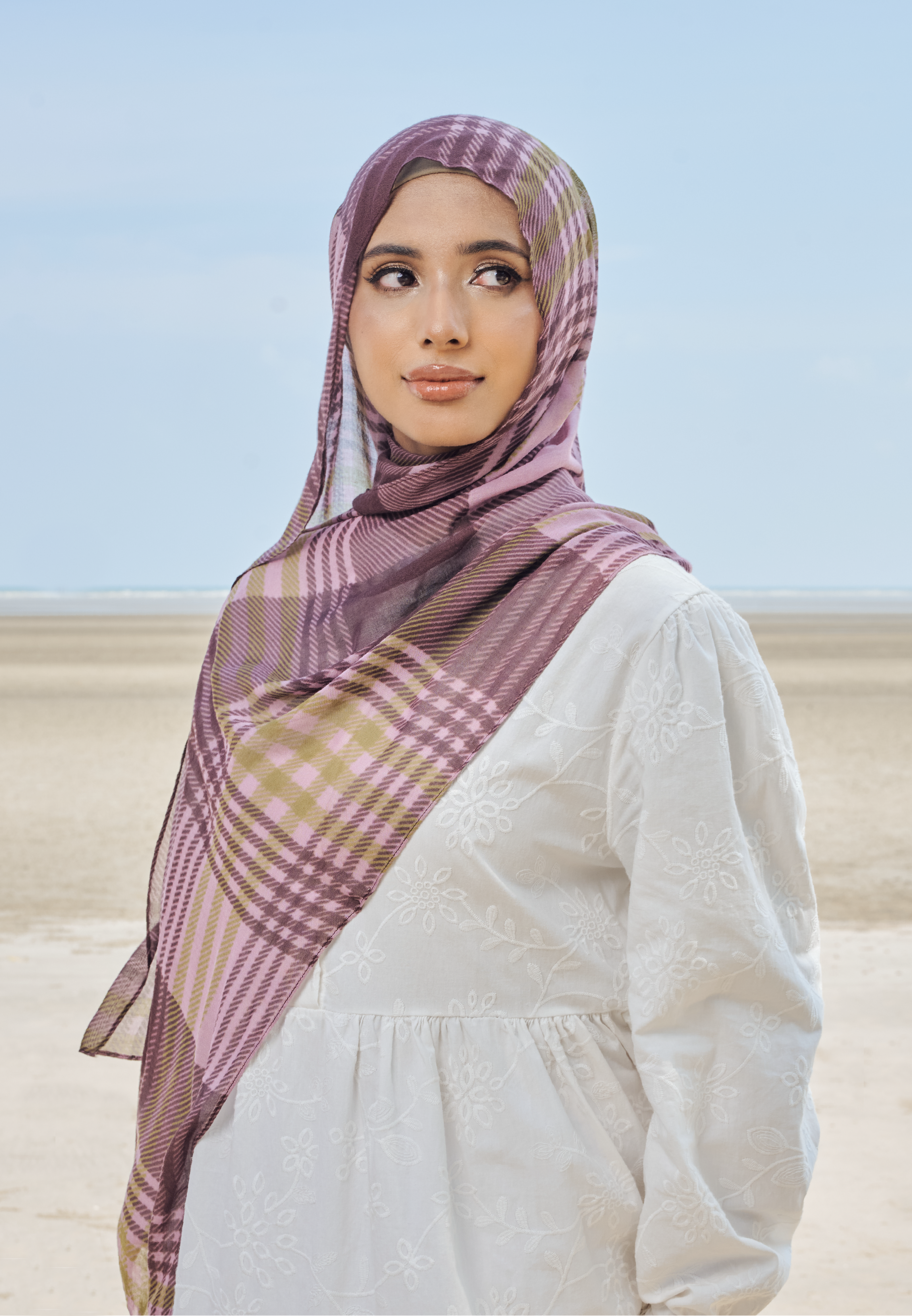 AURA MODAL LOOSE SHAWL - MOCHA PLAID