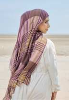 AURA MODAL LOOSE SHAWL - MOCHA PLAID